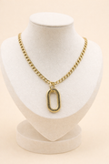 Gold Oval Link Pendant Necklace