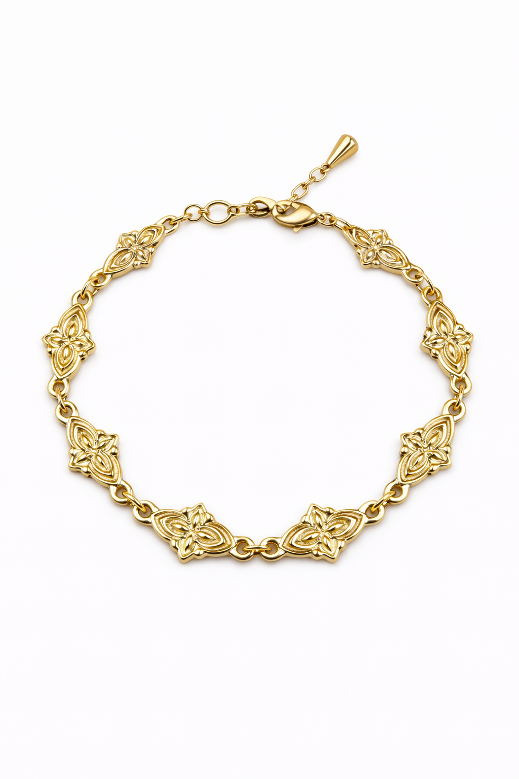Elegant Gold Floral Link Bracelet