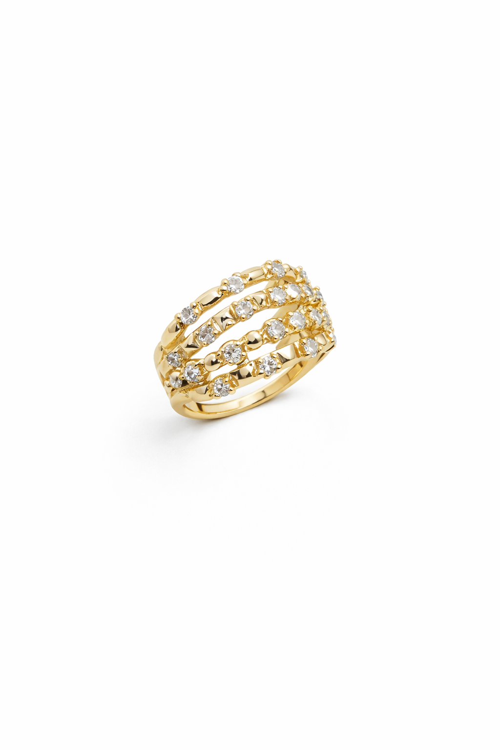 Golden Triple Shine Ring – 18K Gold Plated