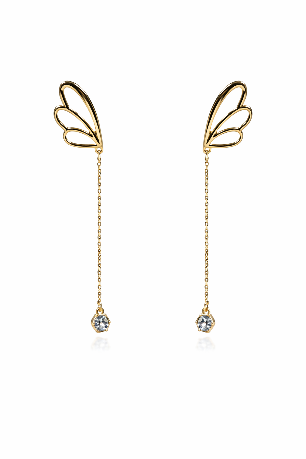 Golden Open Heart Drop Earrings