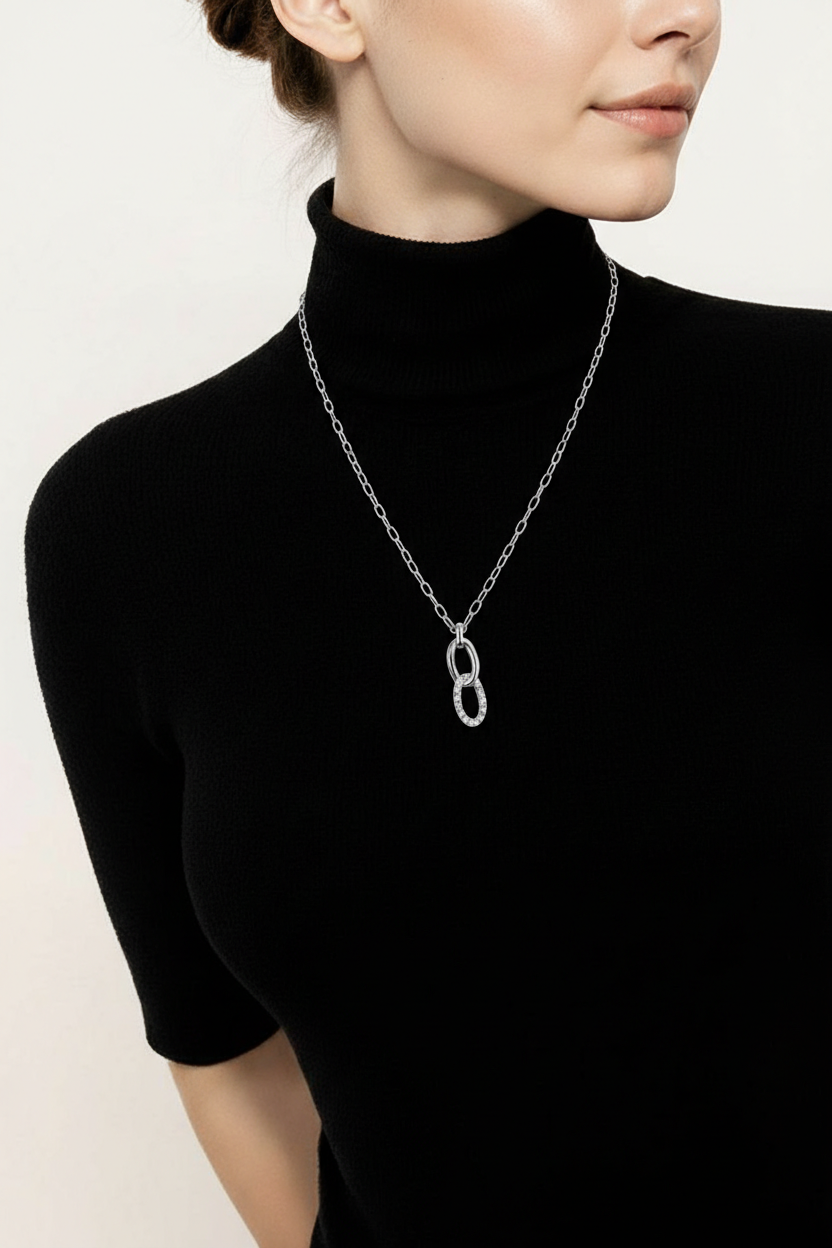 Silver Double Link Necklace