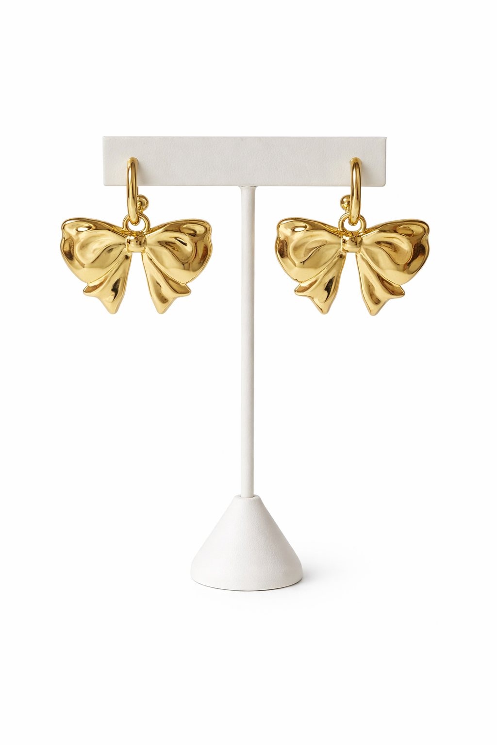 Gold Bow Drop Earrings