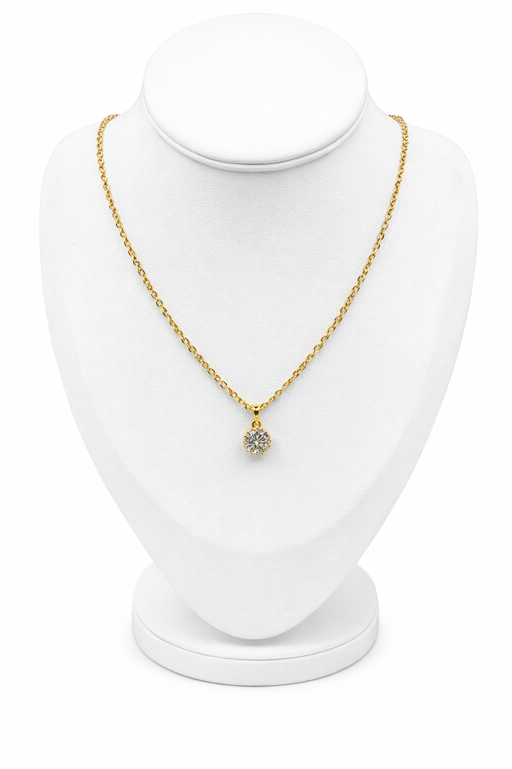 Gold Solitaire Crystal Necklace