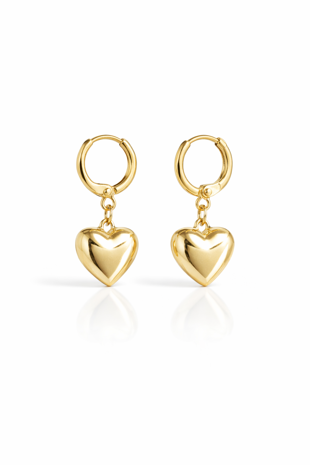 Gold Heart Drop Earrings