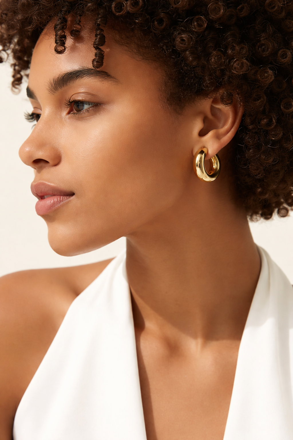 Chunky Gold Huggie Hoop Earrings