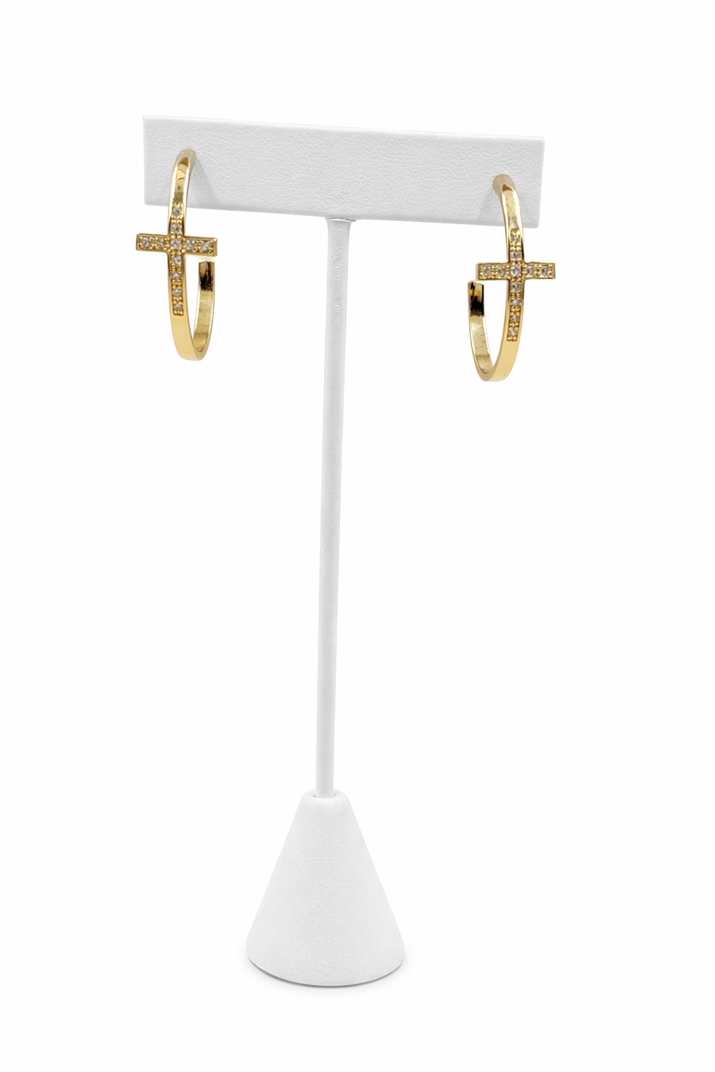 Gold Cross Hoop Earrings