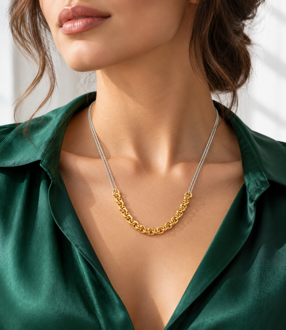 Two-Tone Silver & Gold Link Necklace