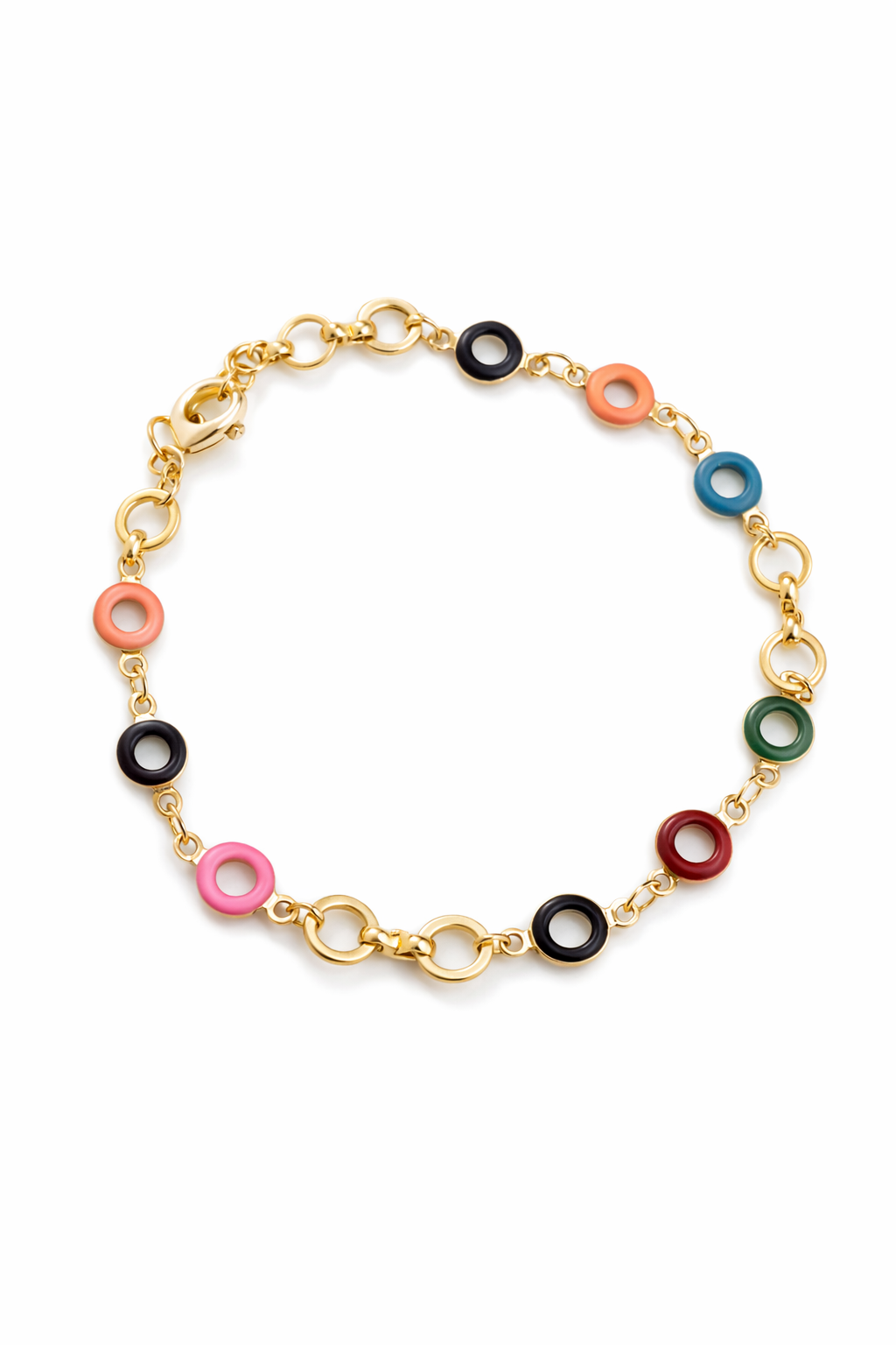 Multicolor Enamel Gold Link Bracelet