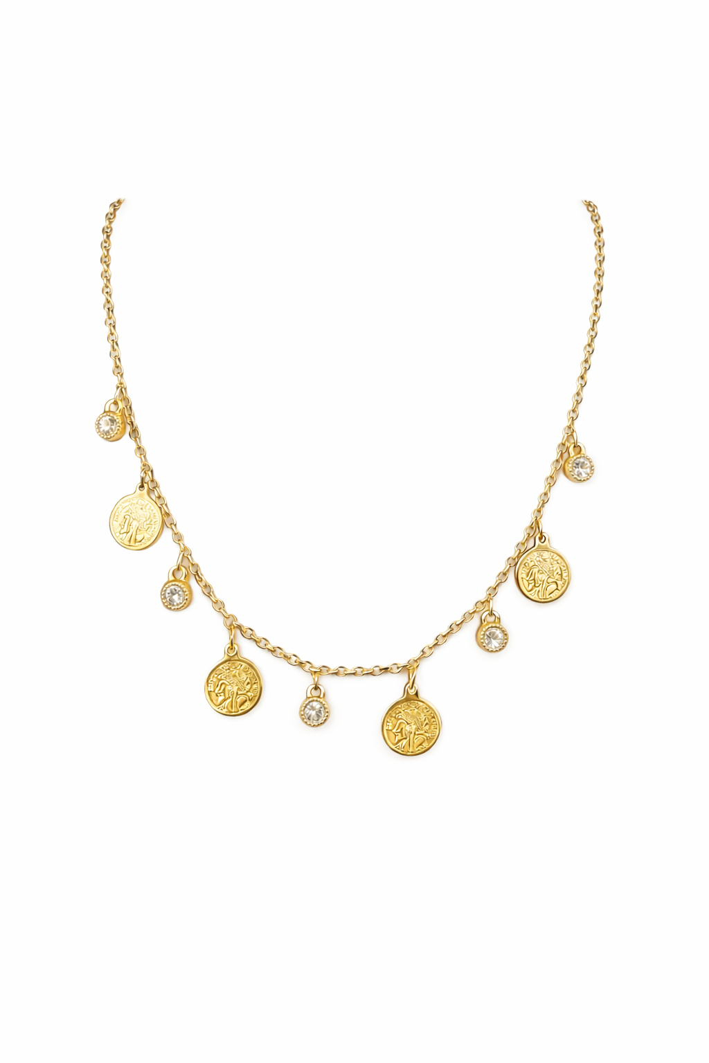 Golden Coin Charm Necklace – Elegant Layered Statement