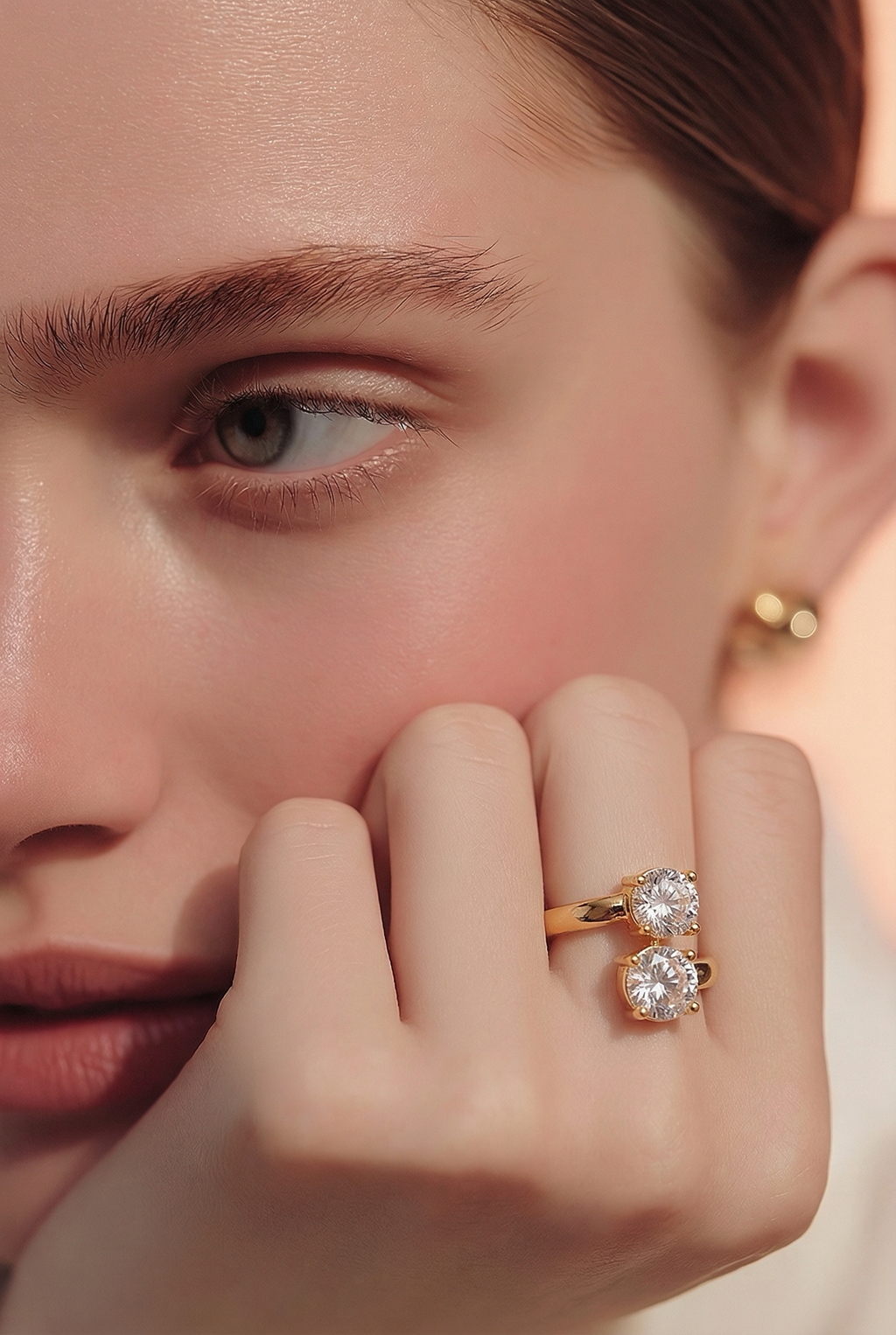 Double Stone Open Gold Ring