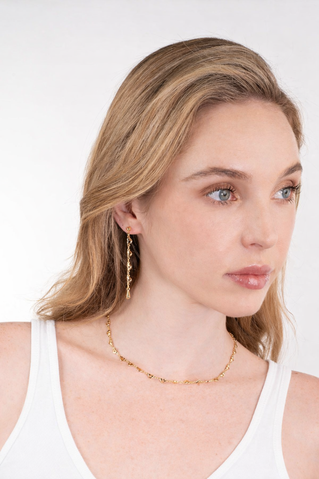 Golden Heart Drop Earrings