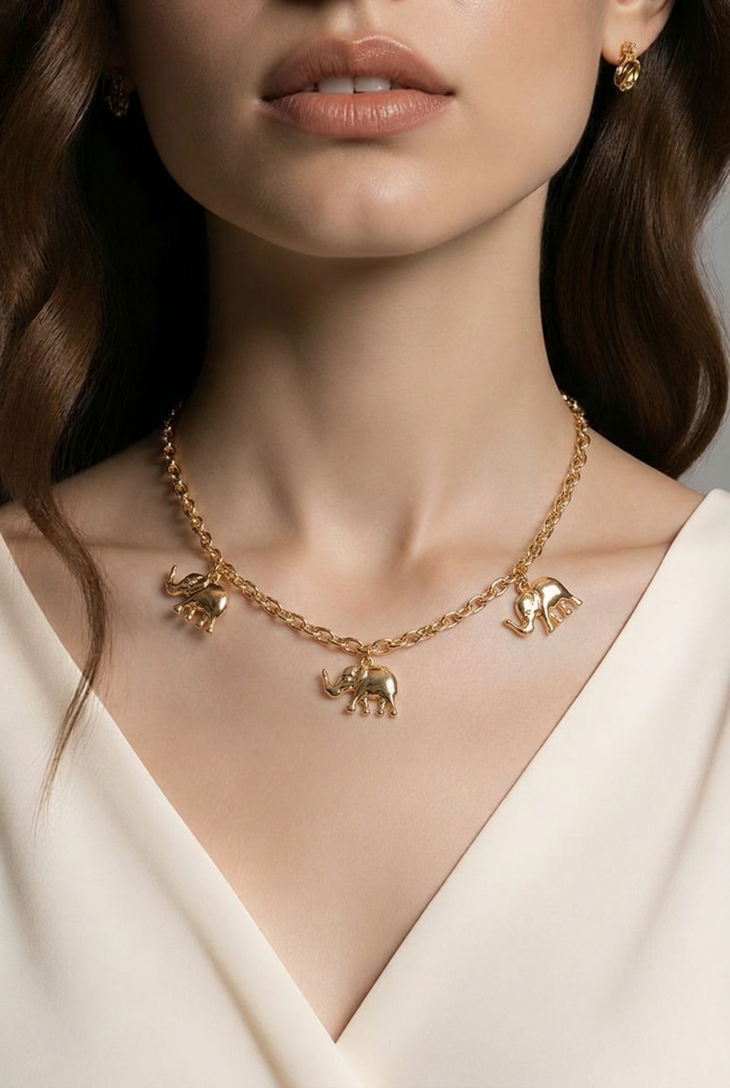 Golden Elephant Charm Necklace – Symbol of Luck & Elegance