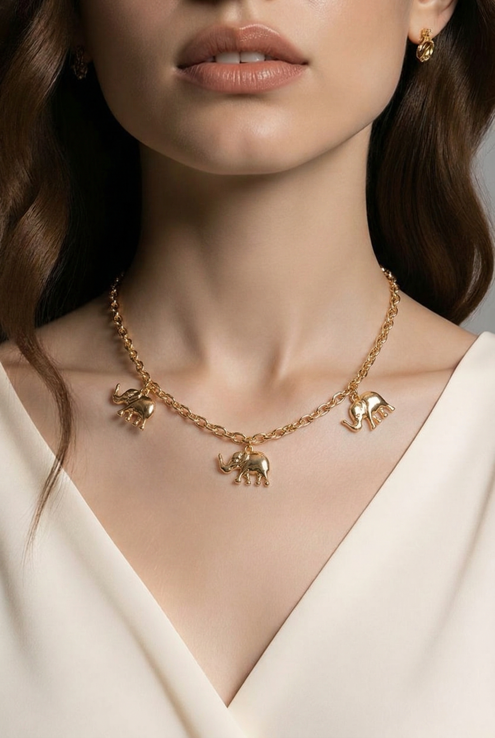 Golden Elephant Charm Necklace – Symbol of Luck & Elegance