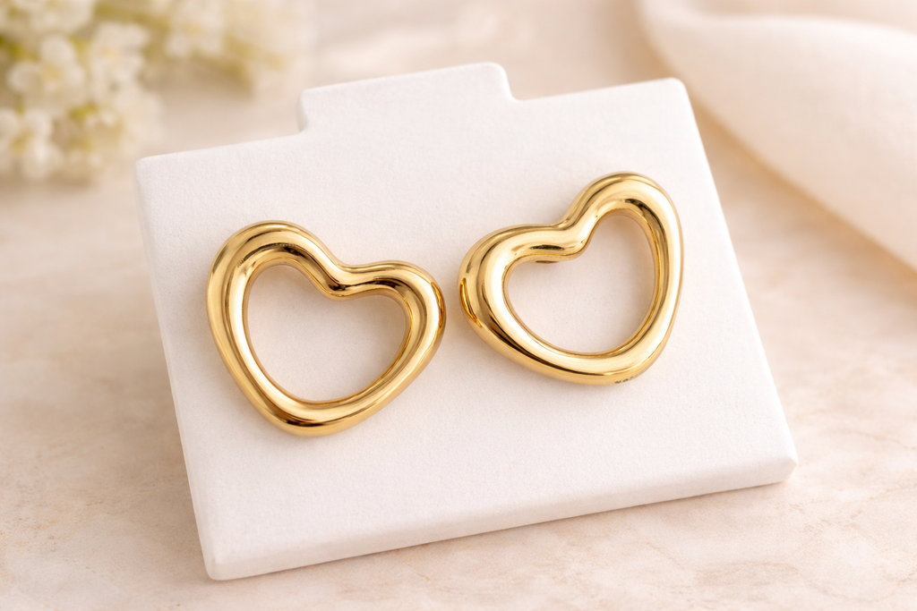 Gold Open Heart Earrings